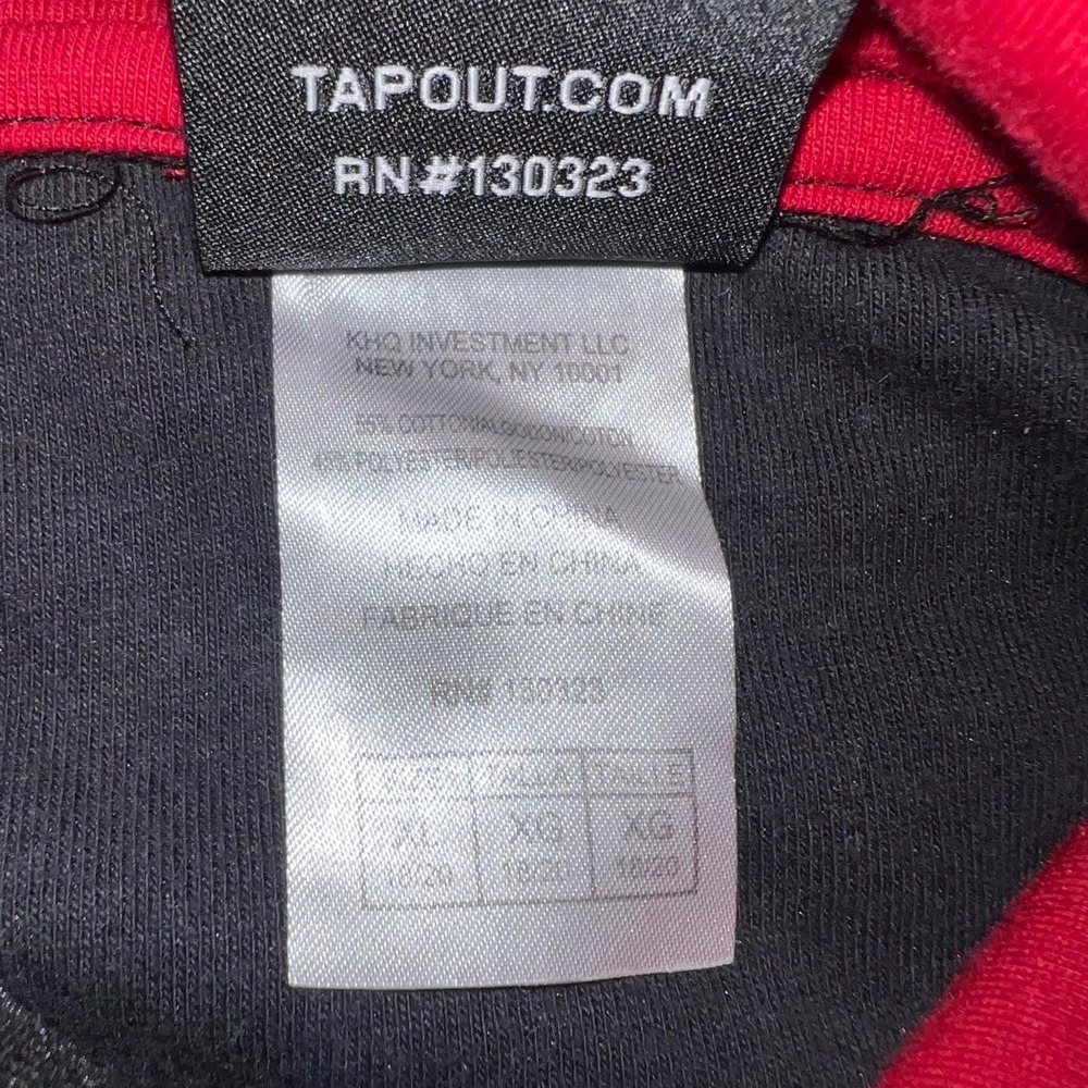 VTG Tapout Hoodie Youth Sz XL 18/20 Black Red Embroidered Logo Athletic Sweater - Picture 5 of 7